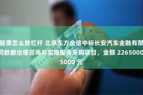 股票怎么放杠杆 北京东方金信中标长安汽车金融有限公司数据治理咨询与实施服务采购项目，金额 2265000 元