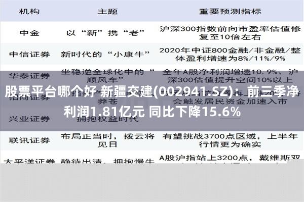 股票平台哪个好 新疆交建(002941.SZ)：前三季净利润1.81亿元 同比下降15.6%